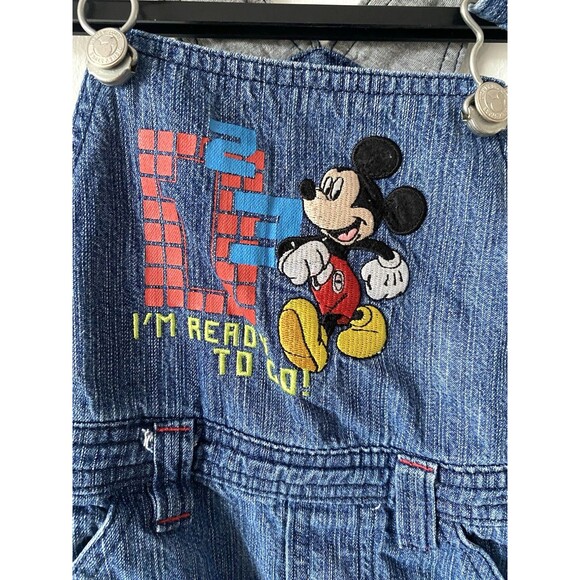 Vintage Disney Store Mickey Mouse Denim Overalls Toddler 3T Y2K - Picture 2 of 10